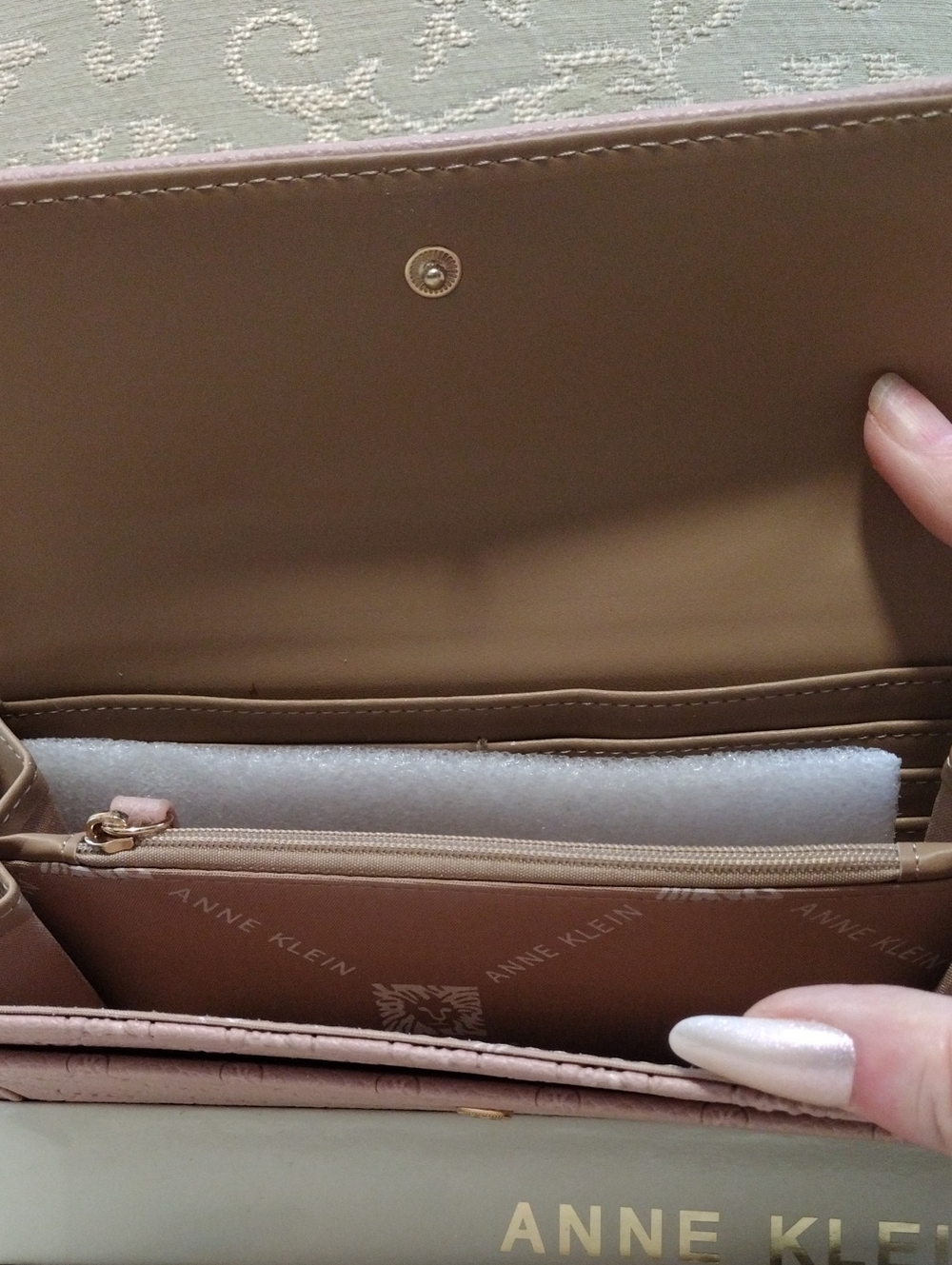 Anne Klein Blush Pink Quilted Wallet with Gold AK Emblem - Picture 2 of 3